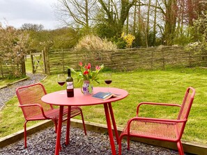 Comfort Cabin (Pond View) | Terrace/patio - Oxton Hill Hideaway (Southwell)