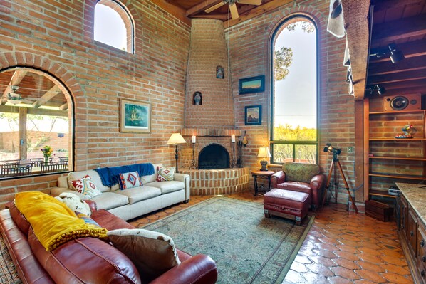 TV, fireplace - Eclectic Tucson Home 2 Mi to Saguaro National Park (Tucson)