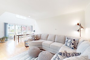 Televisión, chimenea y libros 