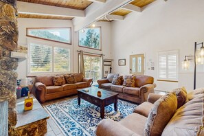 Televisión, chimenea y reproductor de DVD 