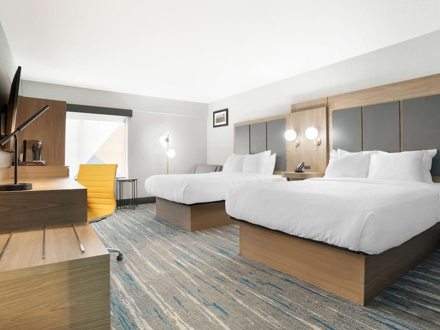 Standard Room, 2 Queen Beds, Non Smoking, Refrigerator & Microwave | Desk, laptop workspace, soundproofing, iron/ironing board