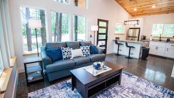 Smart TV, fireplace, DVD player