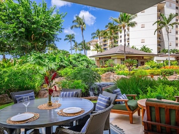 Ground floor villa with garden views