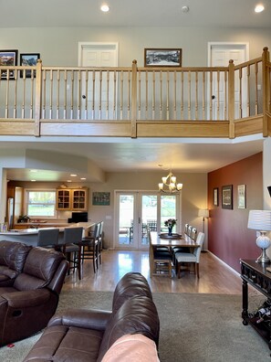 Smart TV, fireplace, video games, DVD player