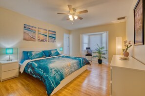 3 habitaciones, tabla de planchar con plancha y cuna de viaje
