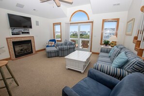 Flat-screen TV, fireplace, DVD player, foosball - Oceanside, Private Pool, 2 Hot Tubs, Close to the Beach, WW902, Parrothead Cay (Corolla)