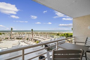 Outdoor dining - Oceanfront at Villamare! Pool and Ocean Views. (Hilton Head Island)