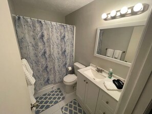 Hair dryer, bathrobes, towels