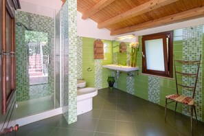 Bathtub, hair dryer, towels