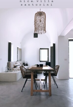 Nice Villa with Outdoor Hot Tub & Sea View | Dining room - Nice Villas (Santorini)