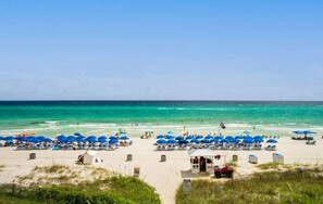 On the beach, sun-loungers, beach towels - Relax on the Beach, in the Pools, or take in the Gulf Views Sunrise  1204 (Panama City Beach)