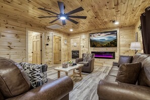 TV, fireplace, video games