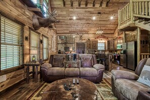 Smart TV, fireplace, video games, DVD player