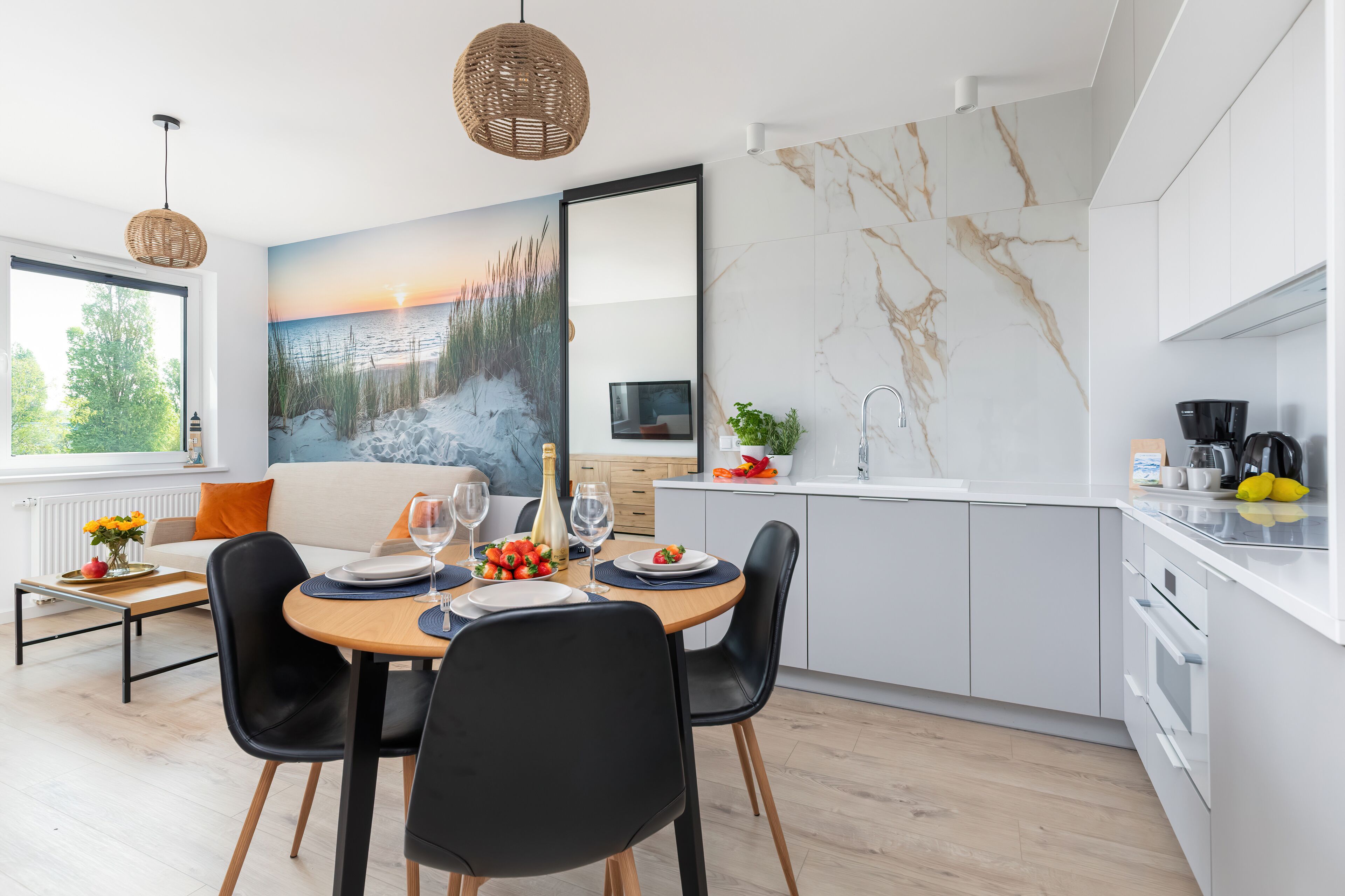Superior Apartment | Living area | 50-inch LED TV with satellite channels, TV