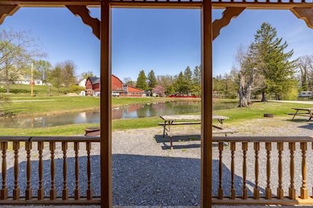 Outdoor dining. Cozy Cabin3 Within Campground