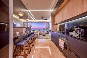 Deluxe Apartment, Terrace, Ocean View | Private kitchen | Fridge, microwave, oven, dishwasher - Maxwell Collection Romantic Zone (Puerto Vallarta)