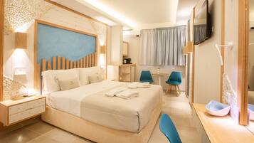 Santorini | 1 sovrum, egyptiska bomullslakan och sÀngtillbehör av högsta kvalitet