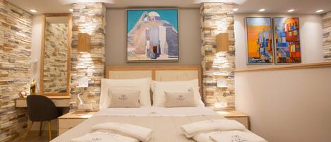 Mykonos | 1 bedroom, Egyptian cotton sheets, premium bedding, down duvets