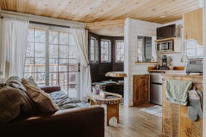 TV, fireplace, DVD player, books