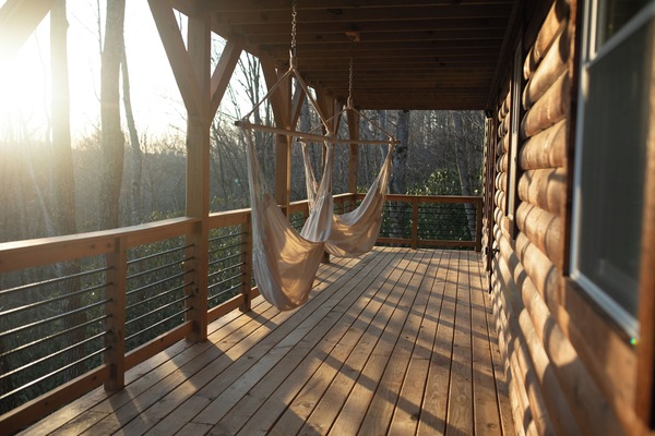 Enjoy the views from the hanging chairs