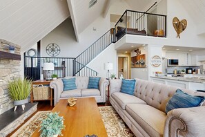 TV, fireplace, foosball, table tennis