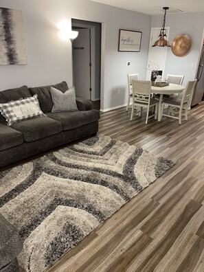 Smart TV, chimenea, reproductor de DVD y libros 