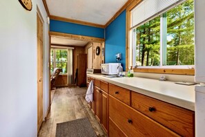 Fridge, microwave, oven, stovetop - Historic Ponderosa Family Resort on West Fox Lake (Fifty Lakes)