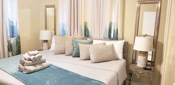 2 bedrooms, iron/ironing board, WiFi, bed sheets