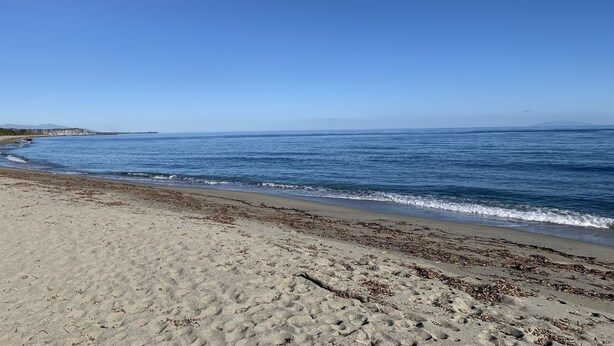 A beach with clear skies and calm waters.