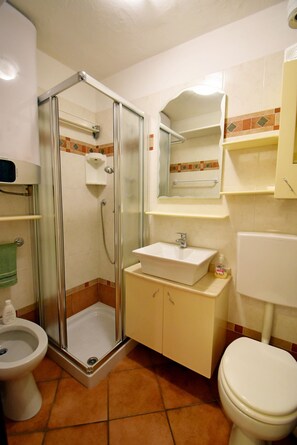 Dusche, Haartrockner, Bidet, Handtücher