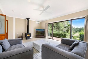 TV, fireplace