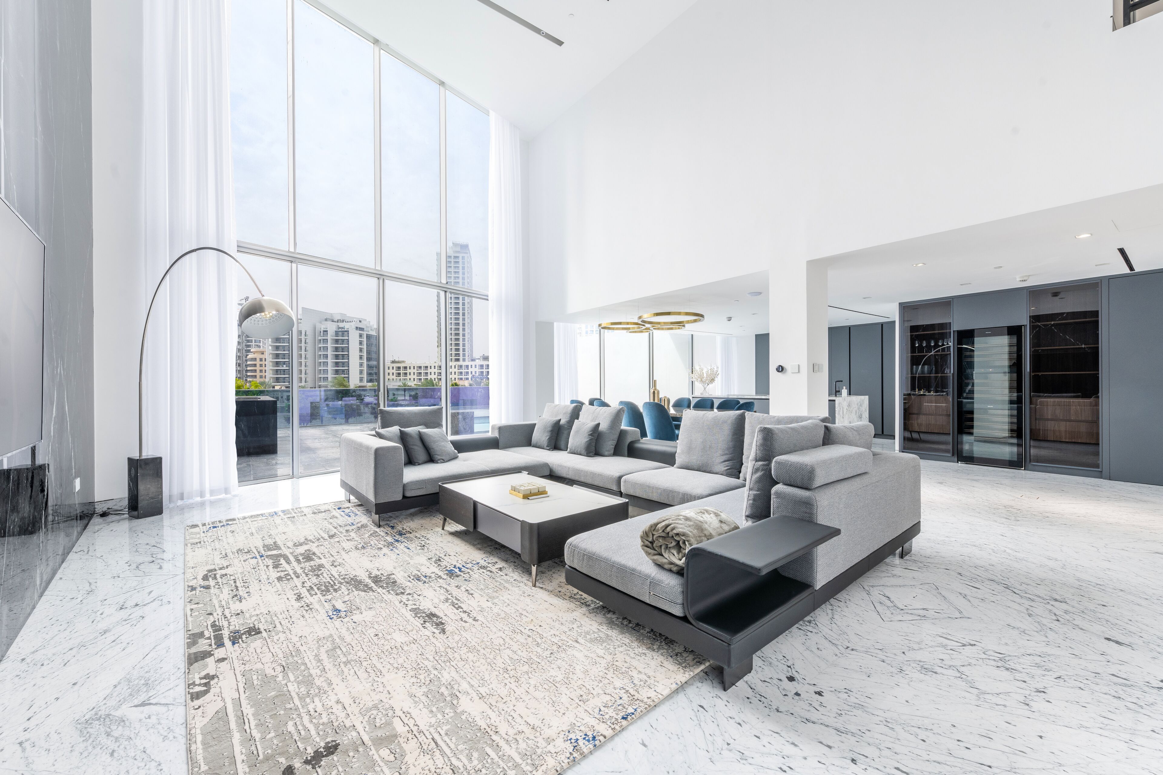 Grand Villa, 4 Bedrooms, Private Pool, Marina View | Living area | 75-inch LED TV with satellite channels, TV, Netflix