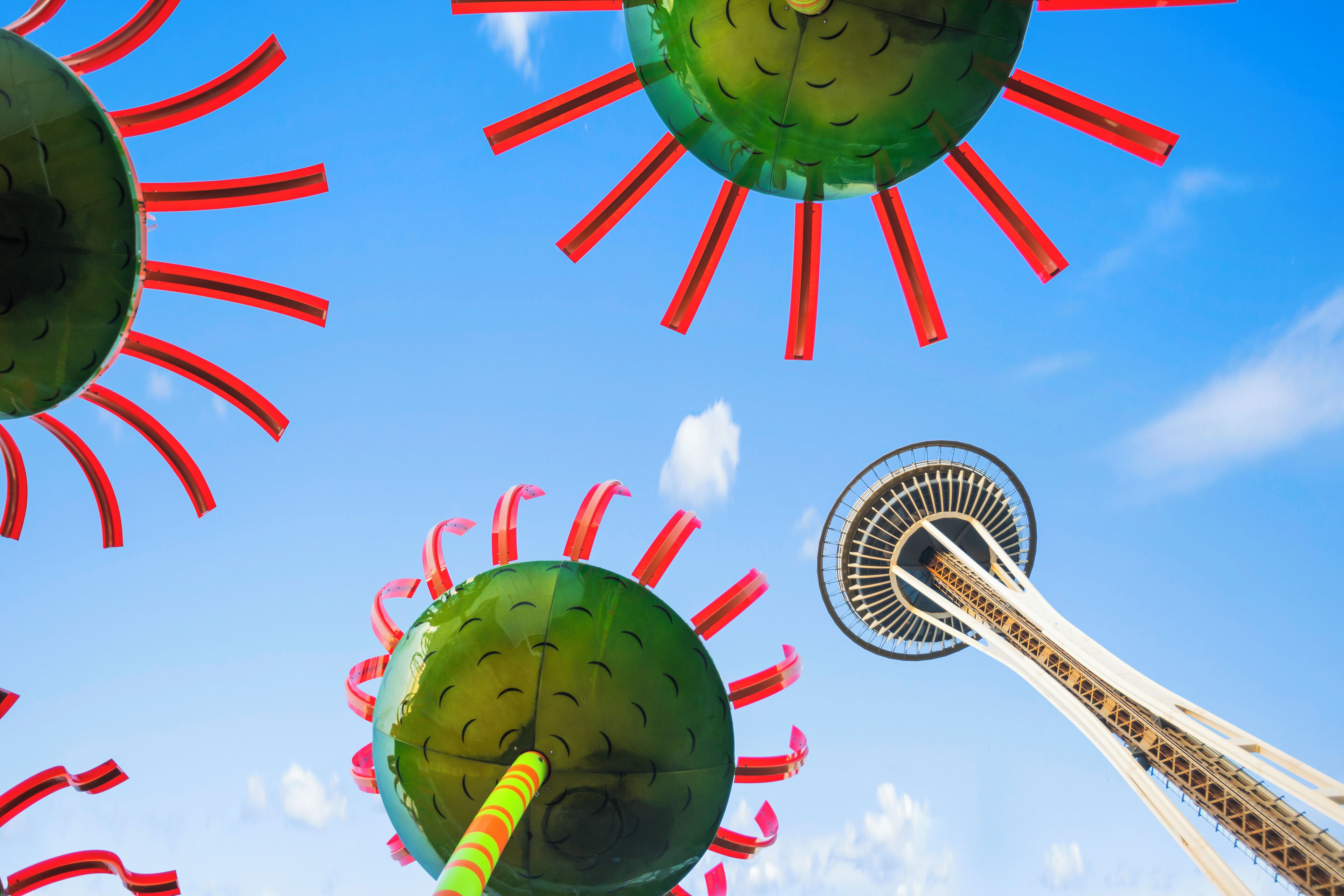 A Ferris wheel against a clear blue sky.