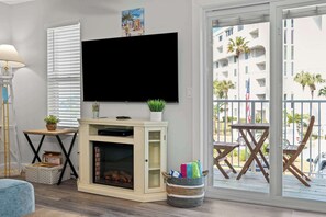 TV, fireplace, offices