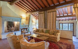 TV, fireplace