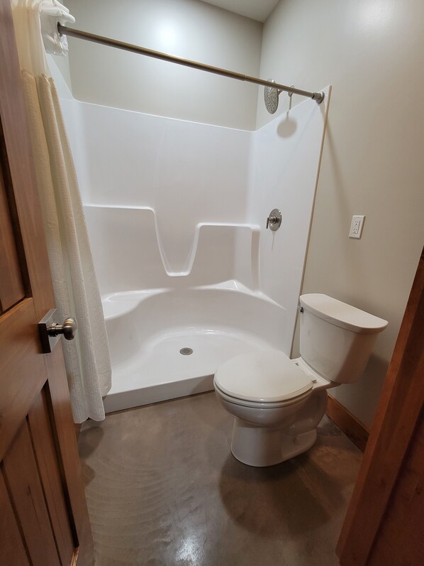 Shower, towels, toilet paper