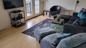 Apt 2 Upper View:  Hood River Suites Extended Stay Downtown | Living area | Smart TV, streaming services