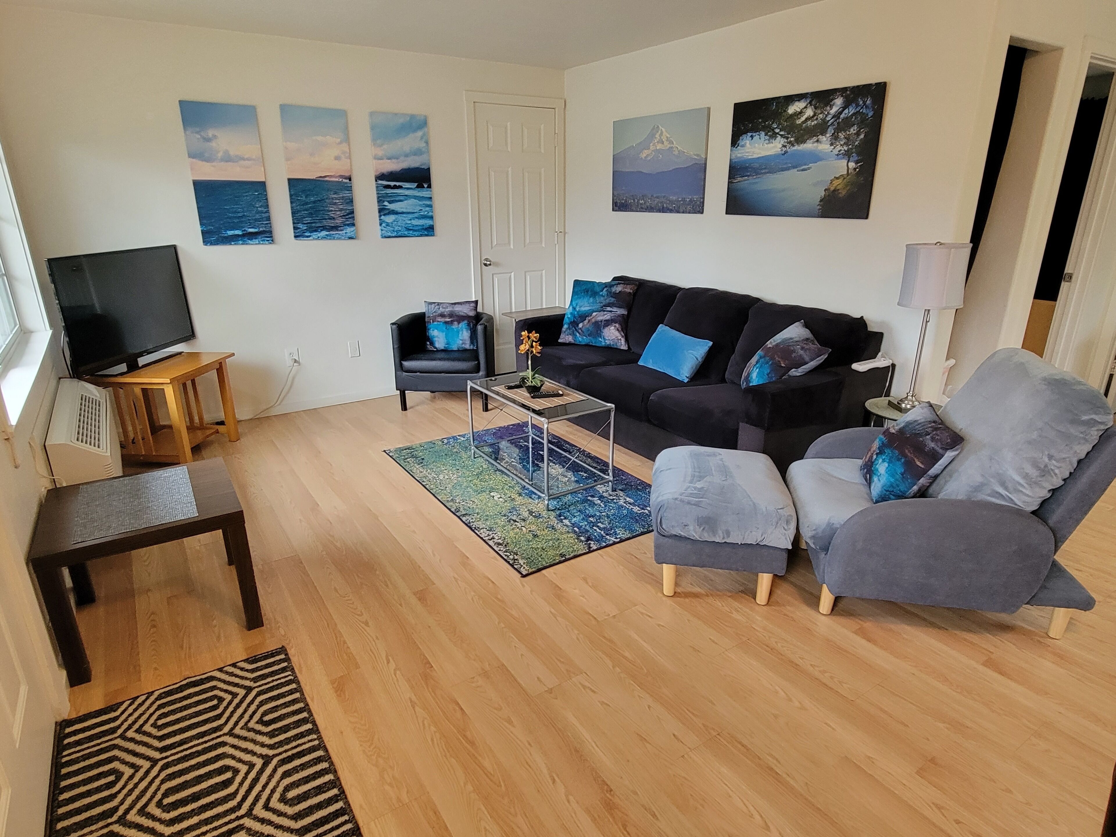 Apt 1 Upper View:  Hood River Suites Extended Stay Downtown | 1 bedroom, premium bedding, memory foam beds, individually decorated