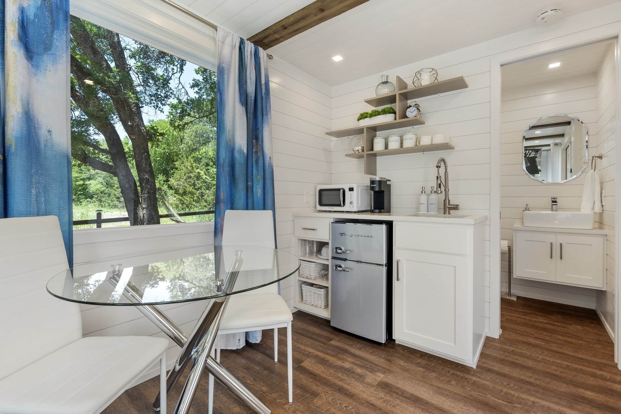 Fridge, microwave, coffee/tea maker