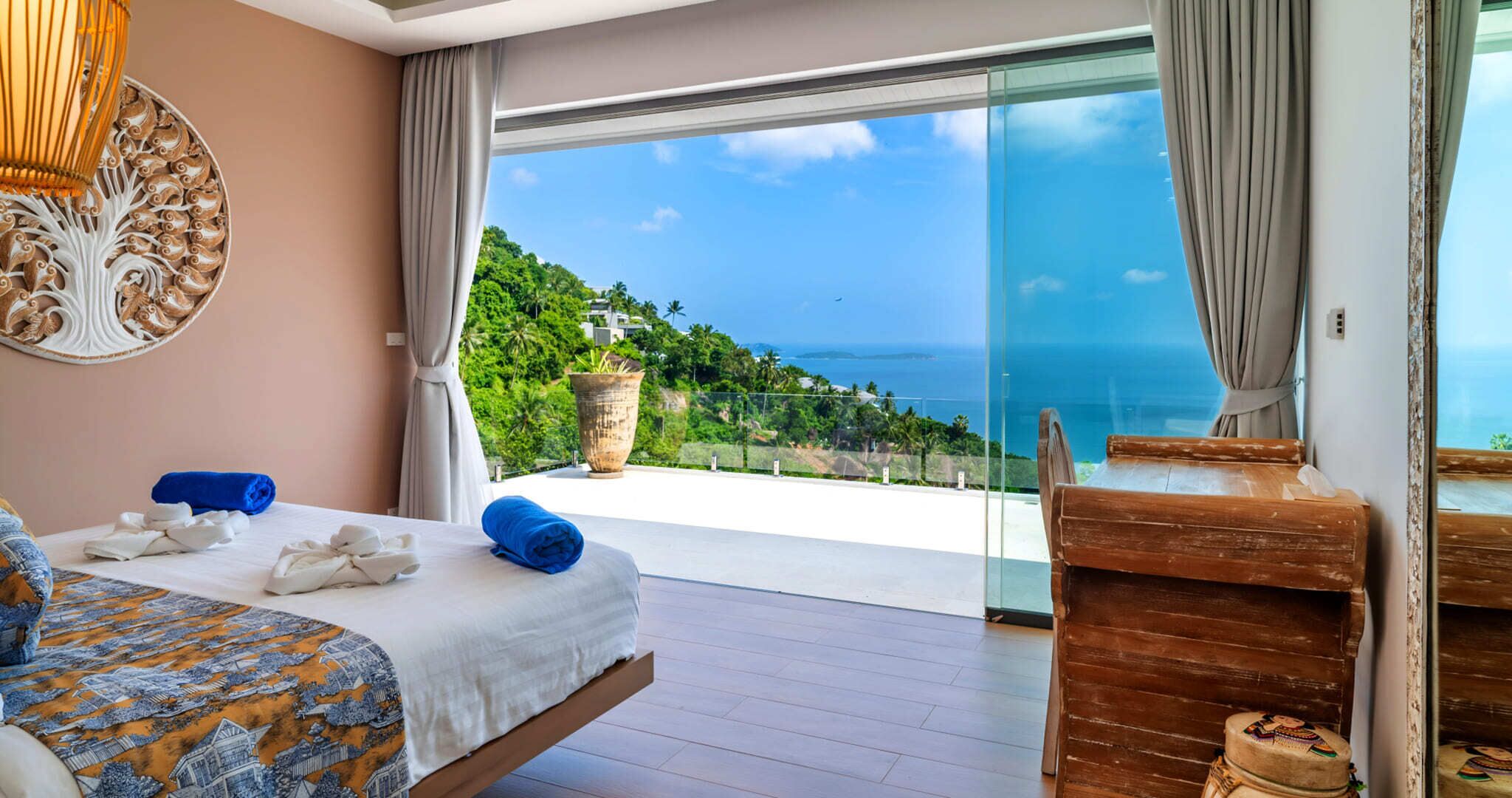 Vila superluxo, piscina particular, vista para o mar | 6 quartos, roupas de cama de algodão egípcio, roupas de cama premium