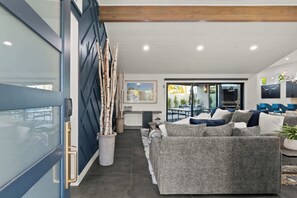 TV, fireplace, foosball, offices