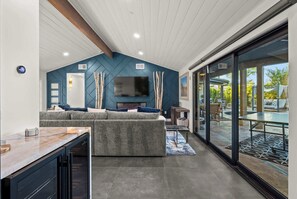 TV, fireplace, foosball, offices