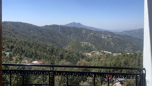 A mountainous landscape with a clear sky.
