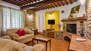 TV, fireplace