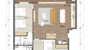Apartment, 2 Schlafzimmer | Grundriss