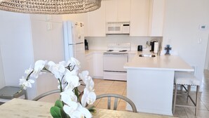 A modern kitchen with white cabinets, a built-in oven, and a white island with a sink. - Charter Landing II unit C9 Luxury Waterfront Condo in Orange Beach.
 (Orange Beach)