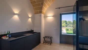 Masseria Deluxe | Angolo cottura privato | Macchina per caffè espresso, macchina per tè/caffè, bollitore elettrico