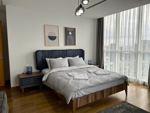 Apartamento luxo, 3 quartos, vista para a cidade, no andar executivo | Roupas de cama de algodão egípcio, roupas de cama premium