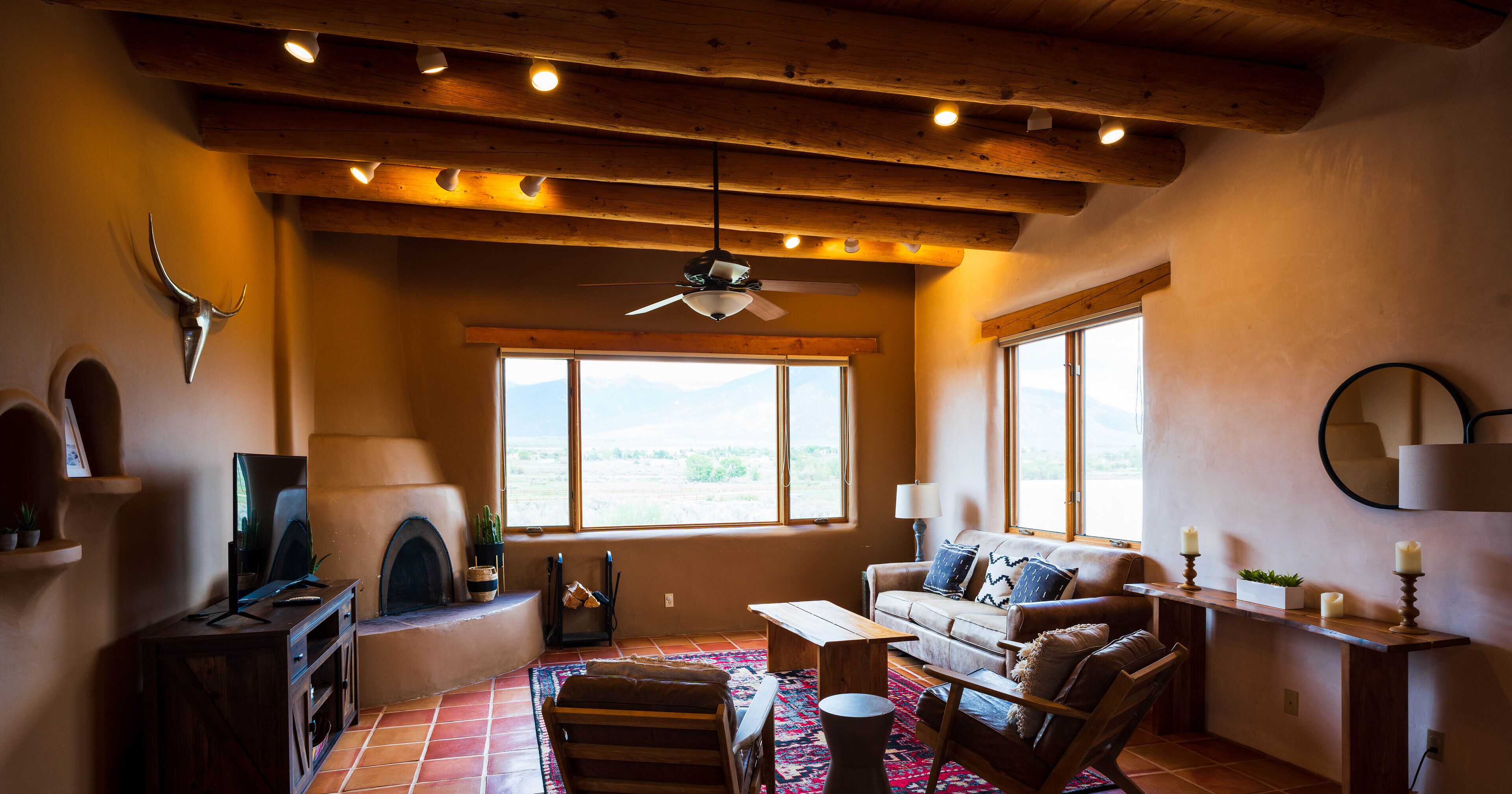 Smart TV, fireplace, DVD player