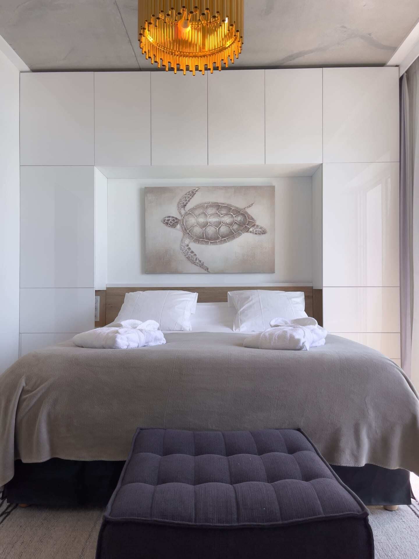 Apartamento Deluxe, terraza, vistas a la playa (Entre ciel et mer) | Sábanas de algodón egipcio y ropa de cama de alta calidad
